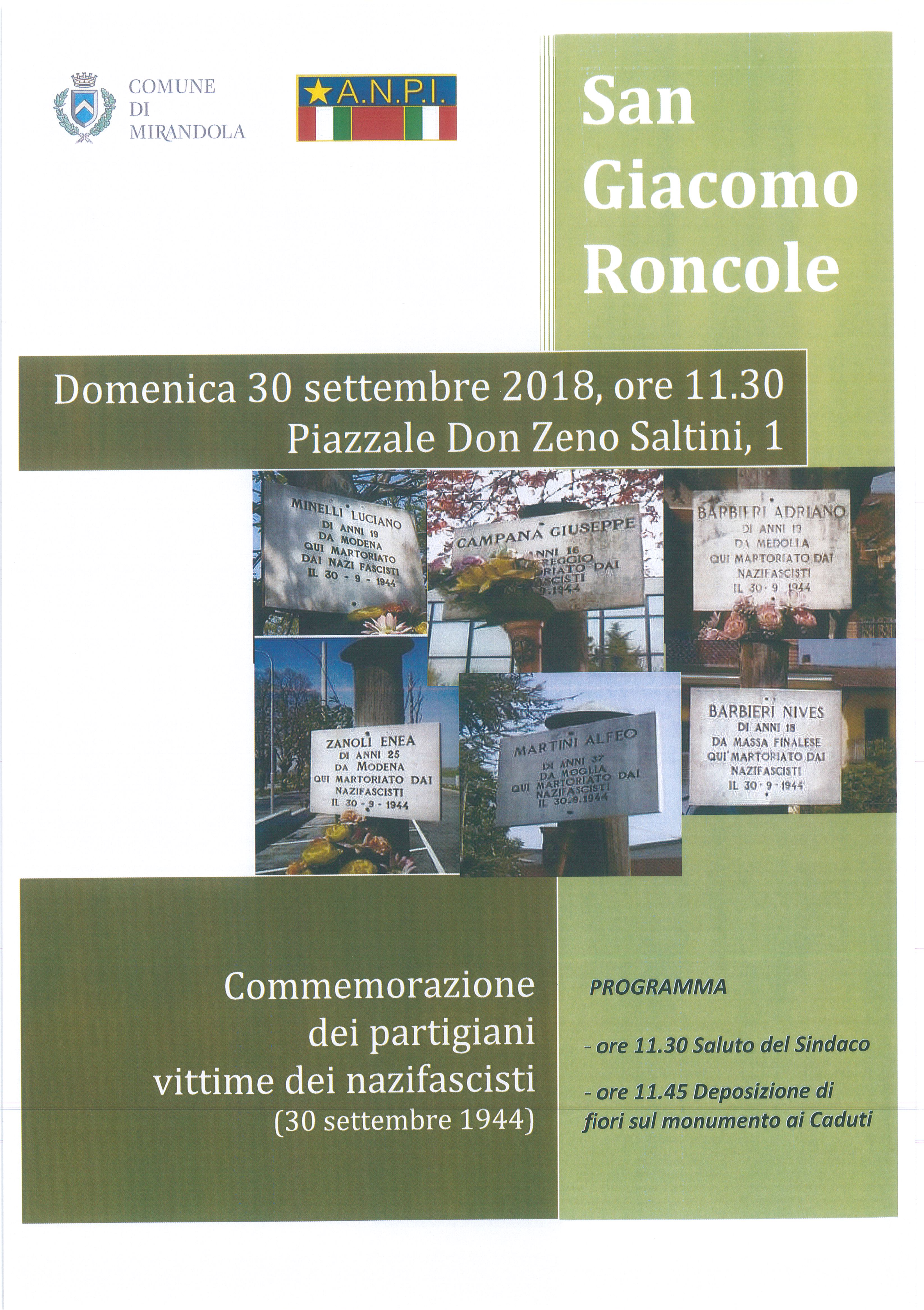 Commemorazione dei Partigiani uccisi a San Giacomo Roncole